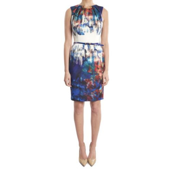 Joseph Ribkoff Watercolor Sleeveless Sheath Dress - Picture 1 of 4